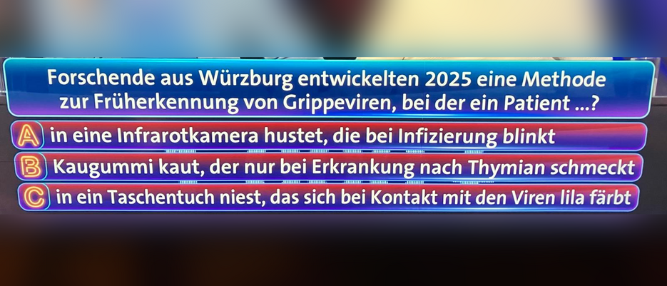Bildschirmfoto der Quizsendung "wer weiss den sowas"