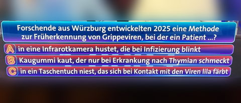 Bildschirmfoto der Quizsendung "wer weiss den sowas"